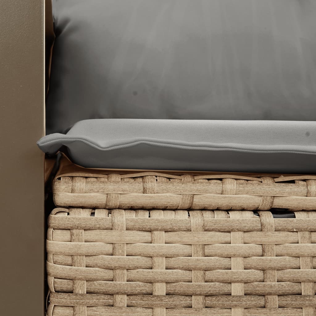 Garden sofa with cushions 2-seater beige poly rattan